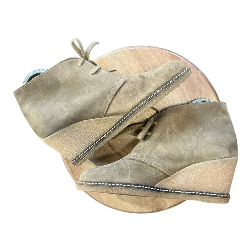 J. Crew | Macalister Brown‎ Suede Leather Wedge Tie Bootie Boots 8